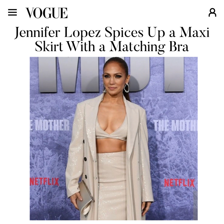 Jennifer Lopez carries our Suzannah Clutch in Champagne Bubble Satin to the world premiere of 'Mother'