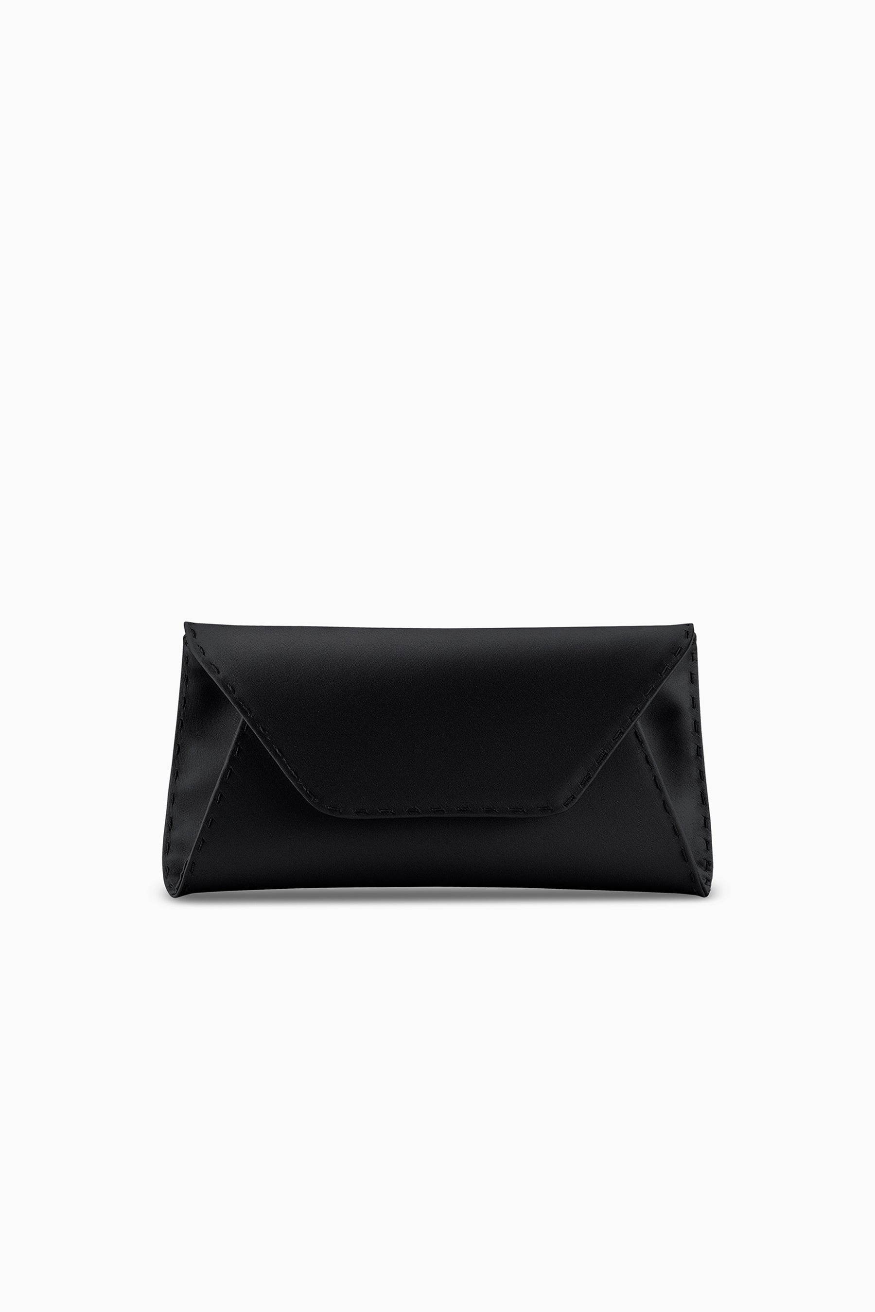 Luxury Black East-West Designer Evening Satin Clutch Bag Tyler Ellis