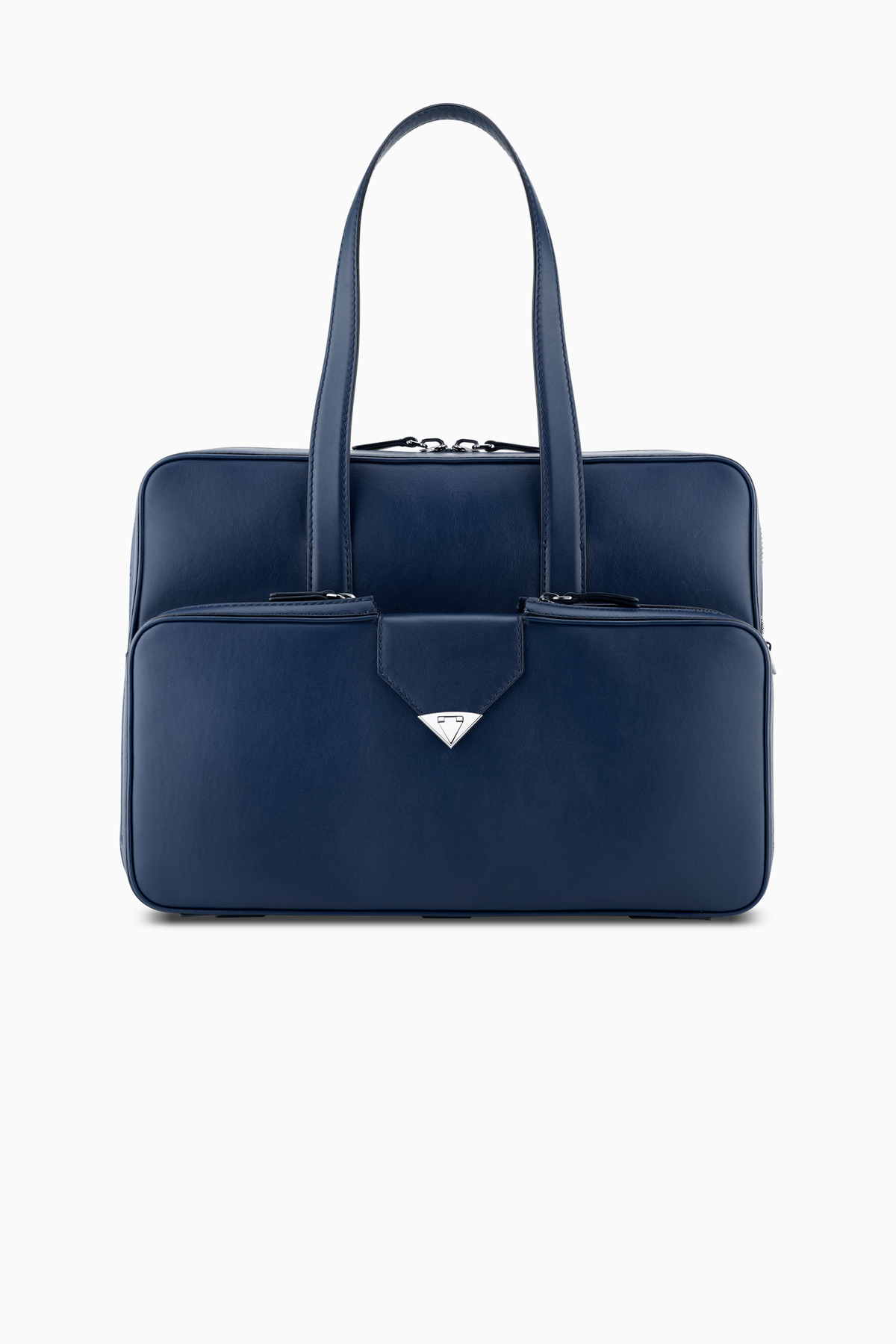 Navy Blue Luxury Leather Tote Bag | Designer Carryall  display picture 3