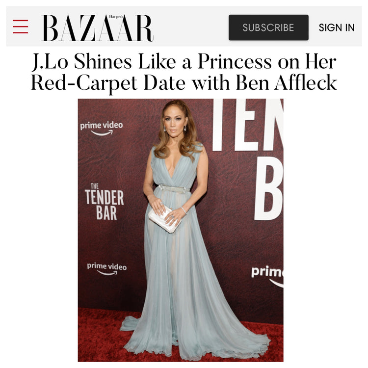 Jennifer Lopez carries our Lily Clutch to Ben Affleck's premiere of 'The Tender Bar'