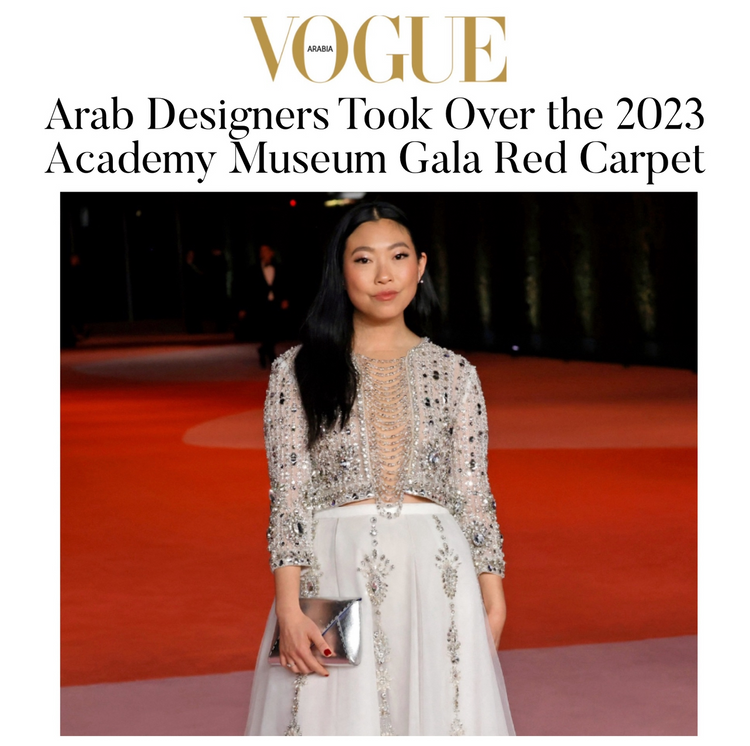 Awkwafina pairs our signature Lee Pouchet with a Georges Hobeika gown to the Academy Museum Gala
