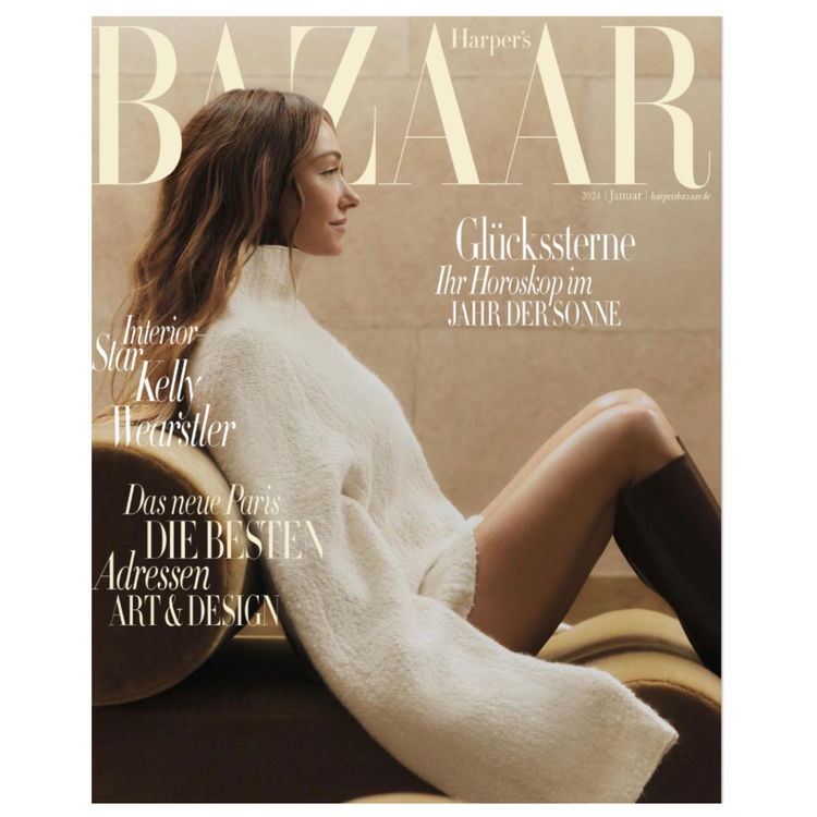 Harper's Bazaar Germany features our Perry Clutch on the Style pages of the January 2024 Issue
