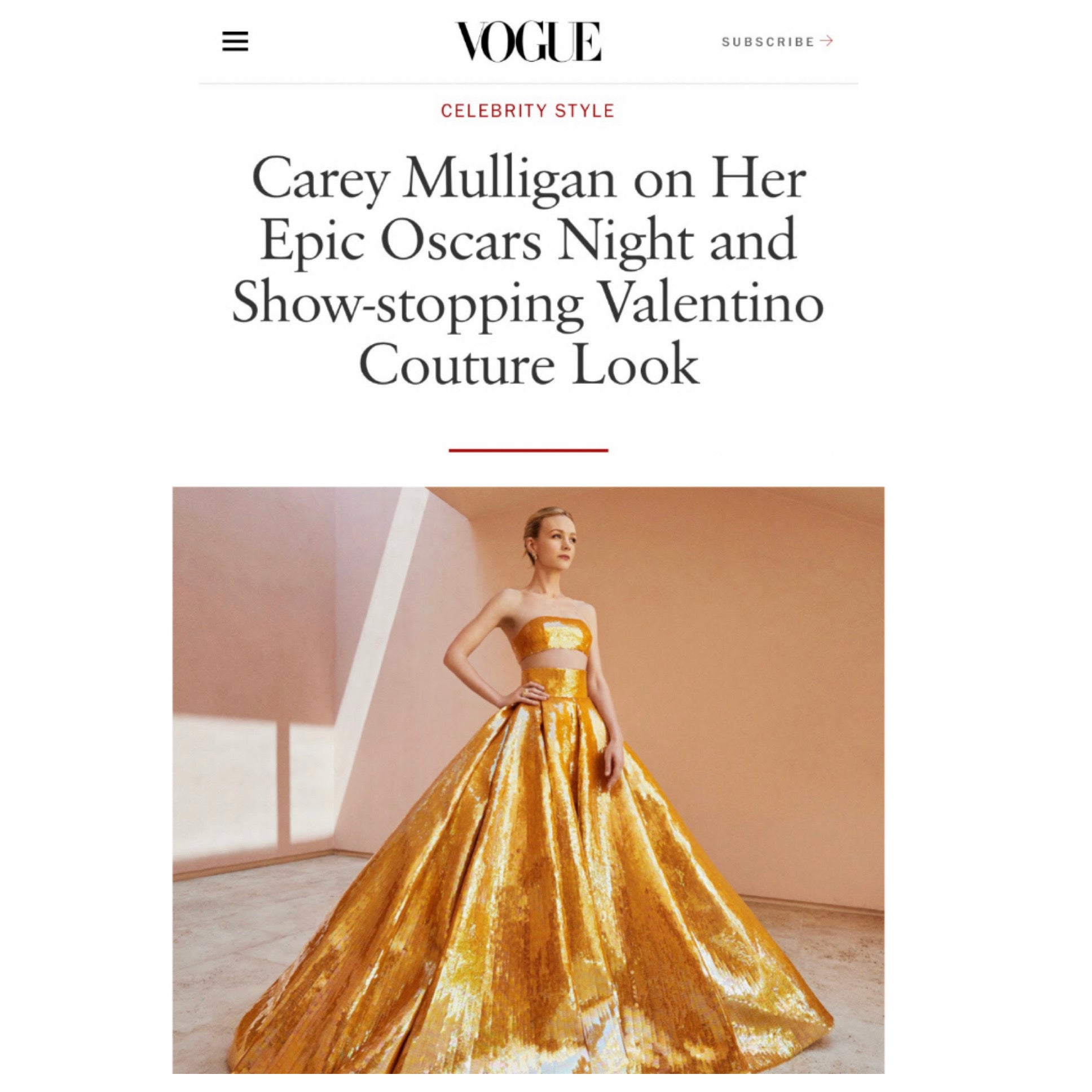 Carey Mulligan Shines on the 93rd Oscar's Red Carpet Wearing Valentino and our Bespoke Perry Clutch