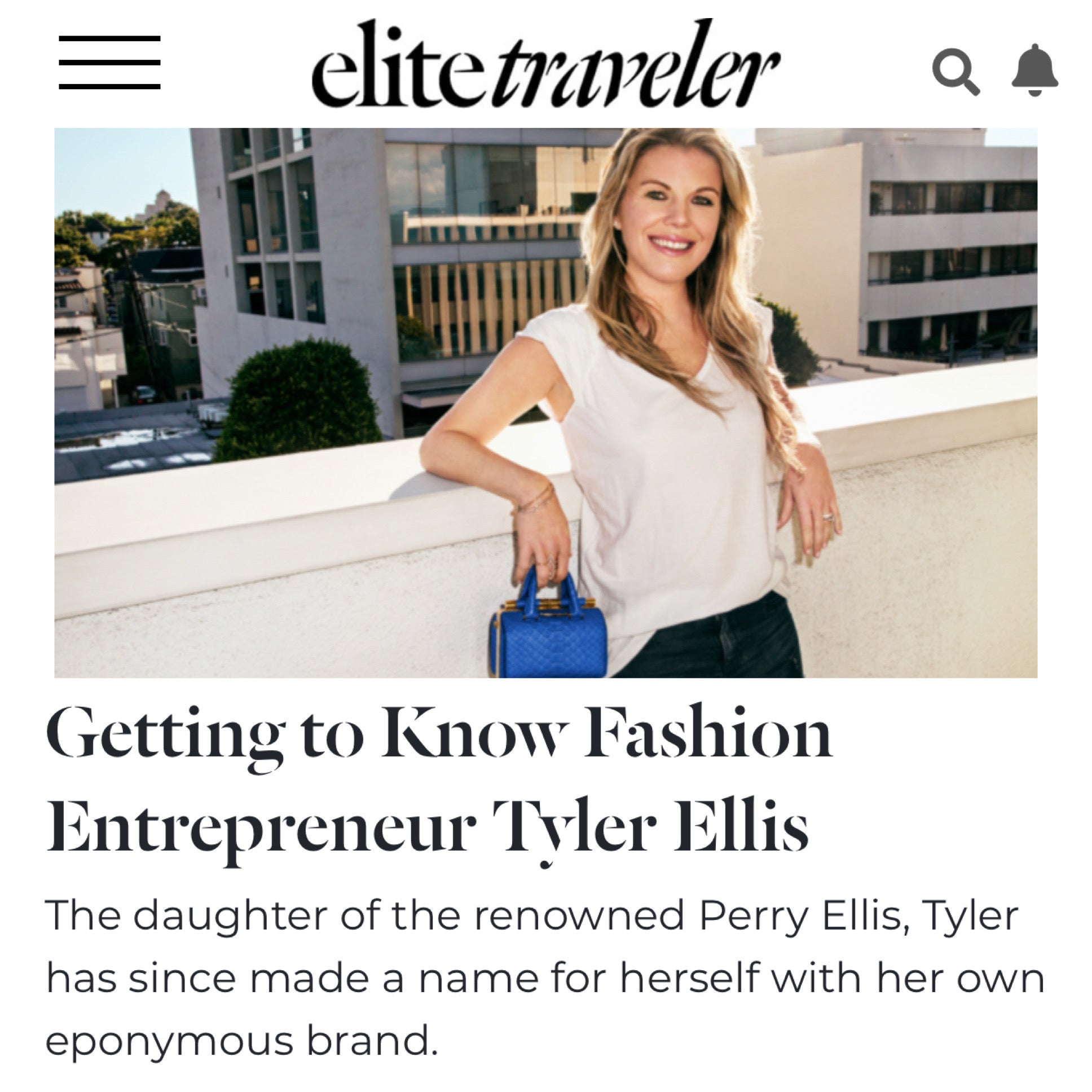 Elite Traveler Magazine talks with Tyler about building her business, the effects of Covid-19 and more!