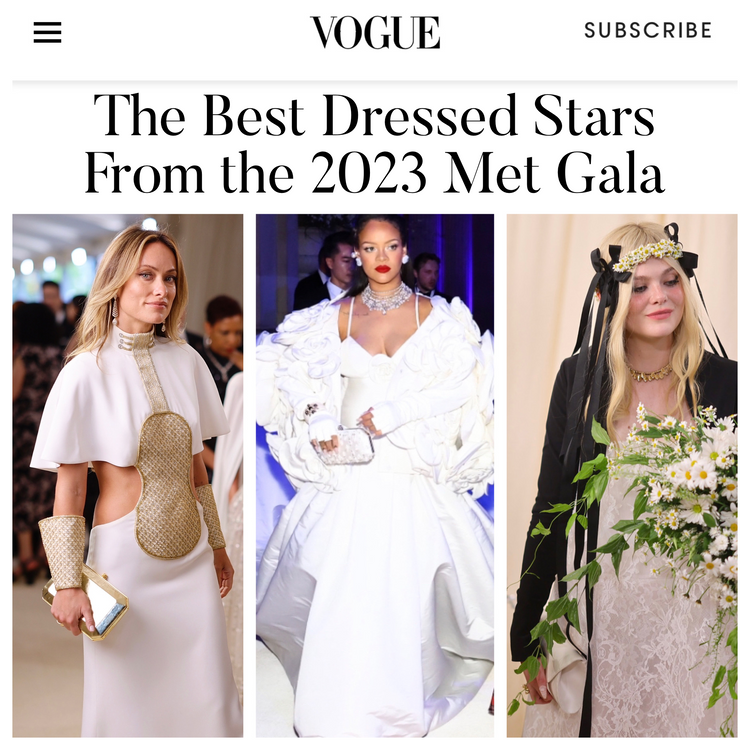 Vogue's picks for Best Dressed stars, Olivia Wilde, Rihanna and Elle Fanning all paired Tyler Ellis with their Met Gala Looks