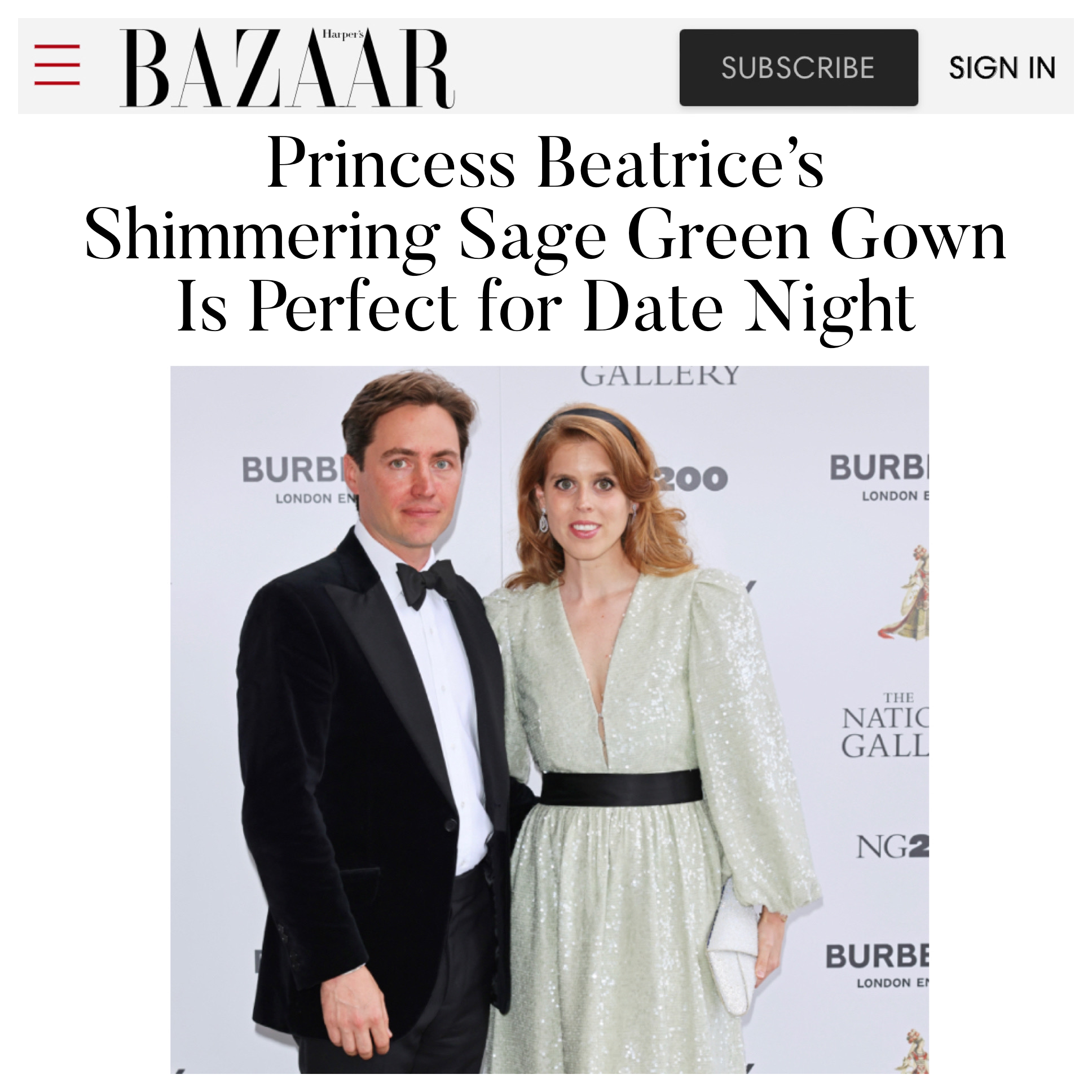 Princess Beatrice Pairs our Signature Lee Pouchet in Swarovski Crystals with a Markarian Gown