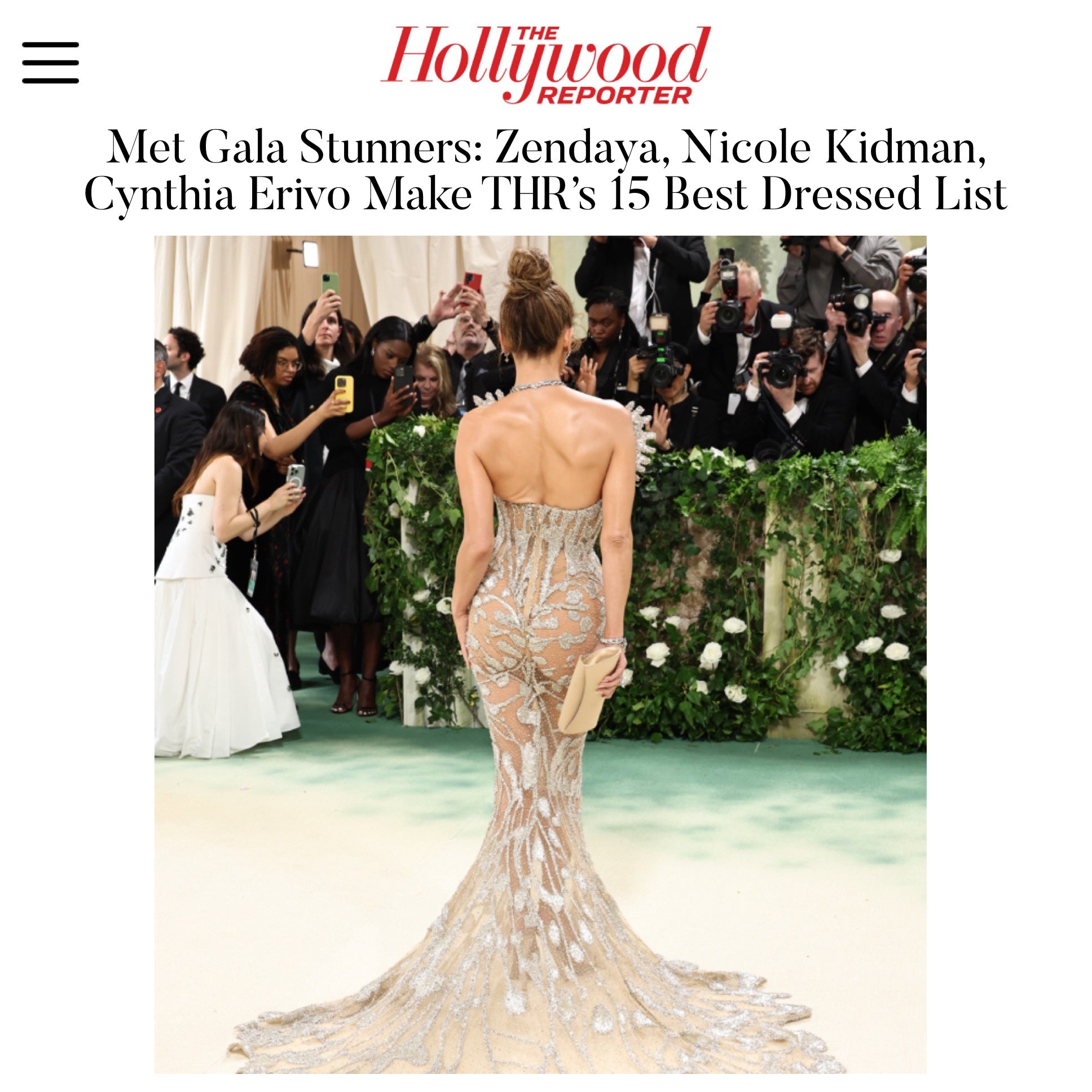 Met Gala Co-Chair Jennifer Lopez, carrying our Eloise Clutch, is voted Best Dressed by The Hollywood Reporter