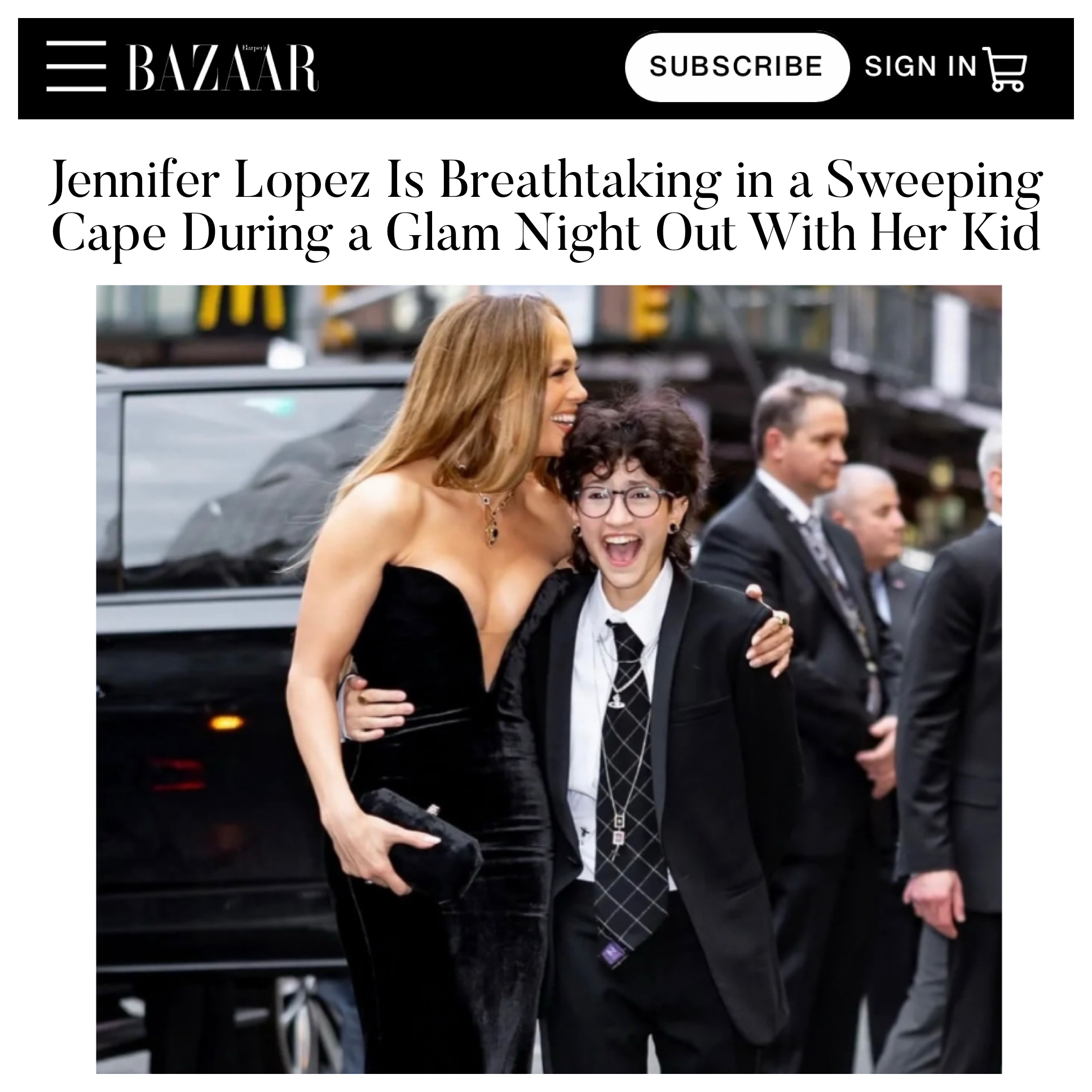 Jennifer Lopez finishes her look with our Perry Clutch in Black Diamond Crushed Velvet
