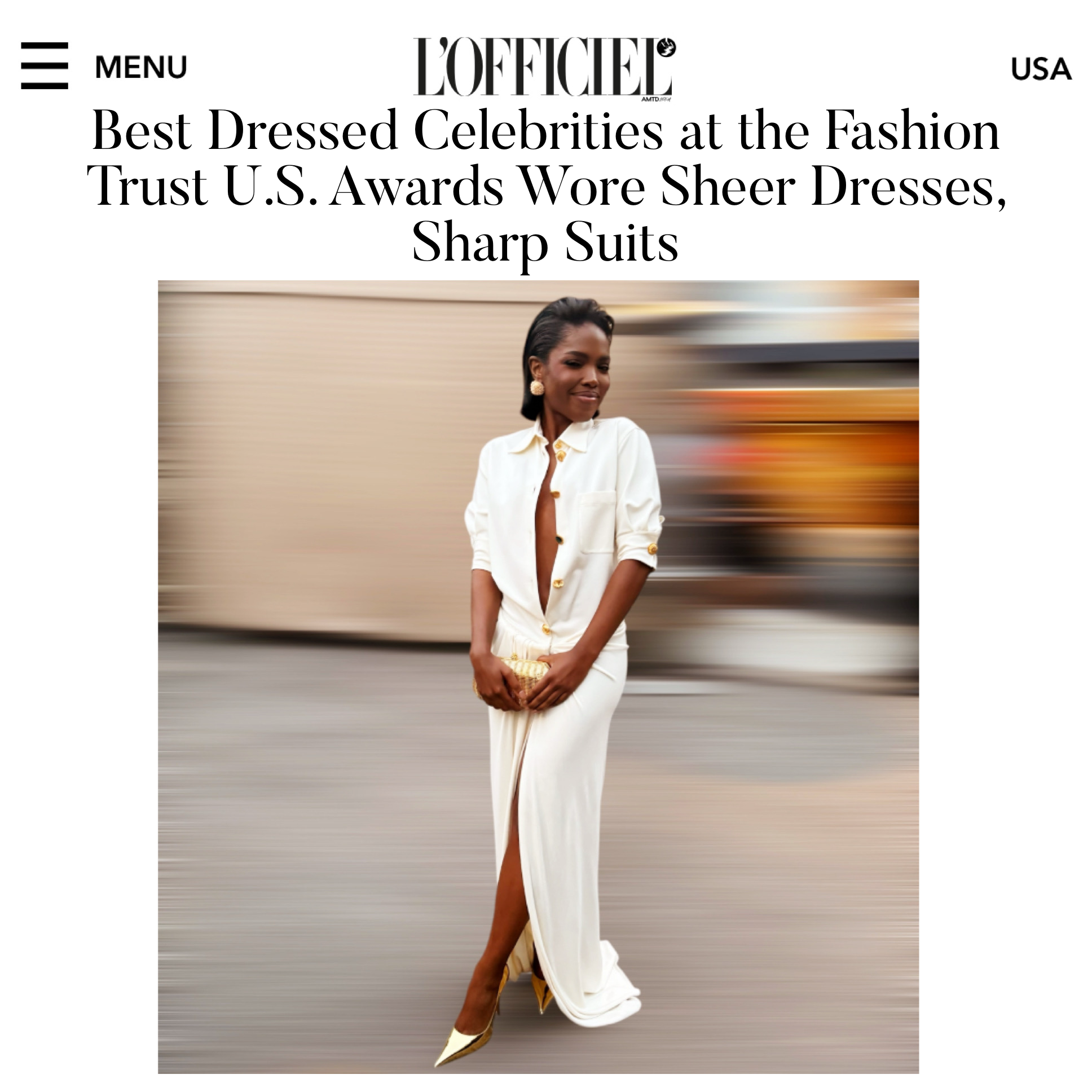 Ryan Destiny is named Best Dressed carrying our Perry Clutch in Gold Metal
