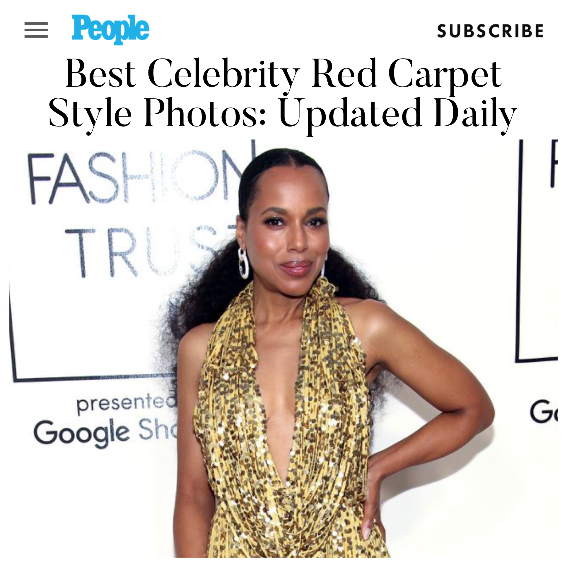 Kerry Washington is voted number one carrying our signature Lee Pouchet