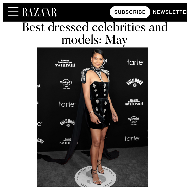 Chanel Iman is voted May 2024's Best Dressed carrying our Perry Clutch by Harper's Bazaar