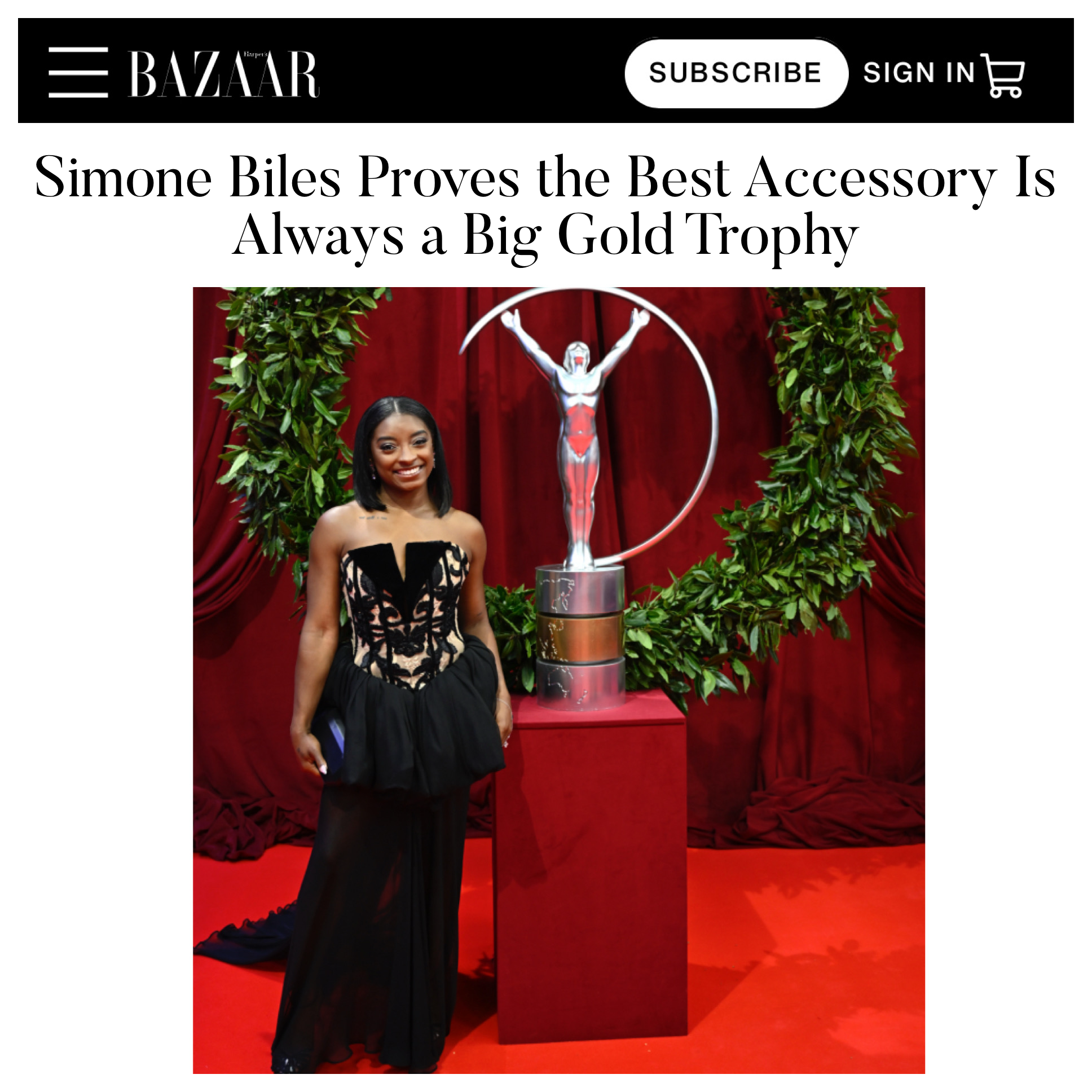 'Best Athlete of the Year' recipient Simone Biles chose our Perry Clutch in Black Metal to finish her look
