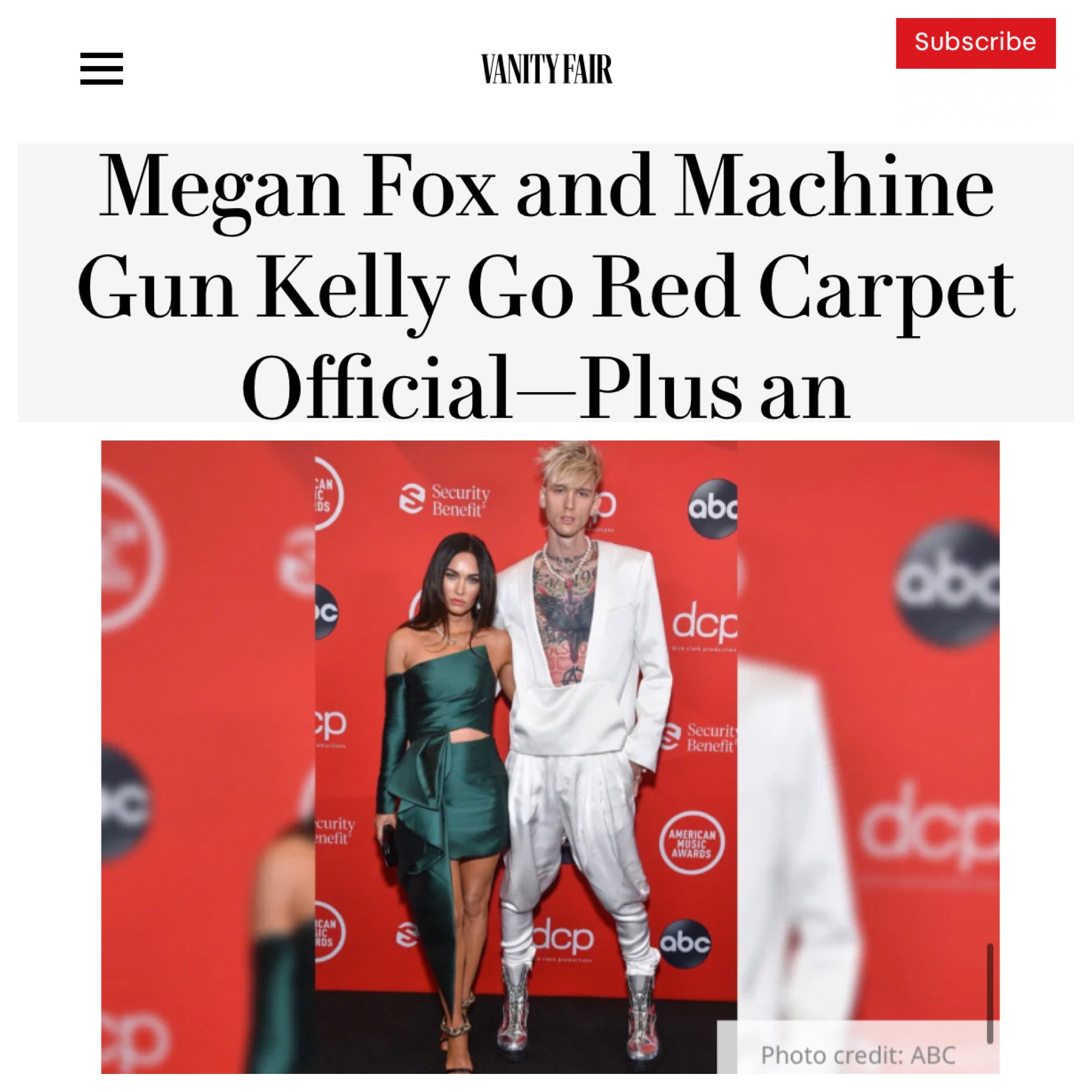 Megan Fox carries our Perry Clutch at her Red Carpet debut with boy friend Machine Gun Kelly