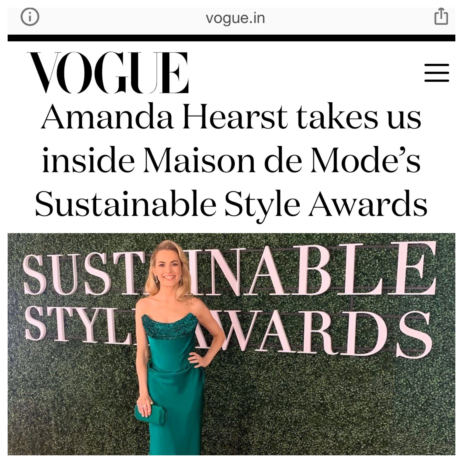 Vogue India Features Amanda Hearst x Our one-of-a-kind Sustainable Perry Clutch
