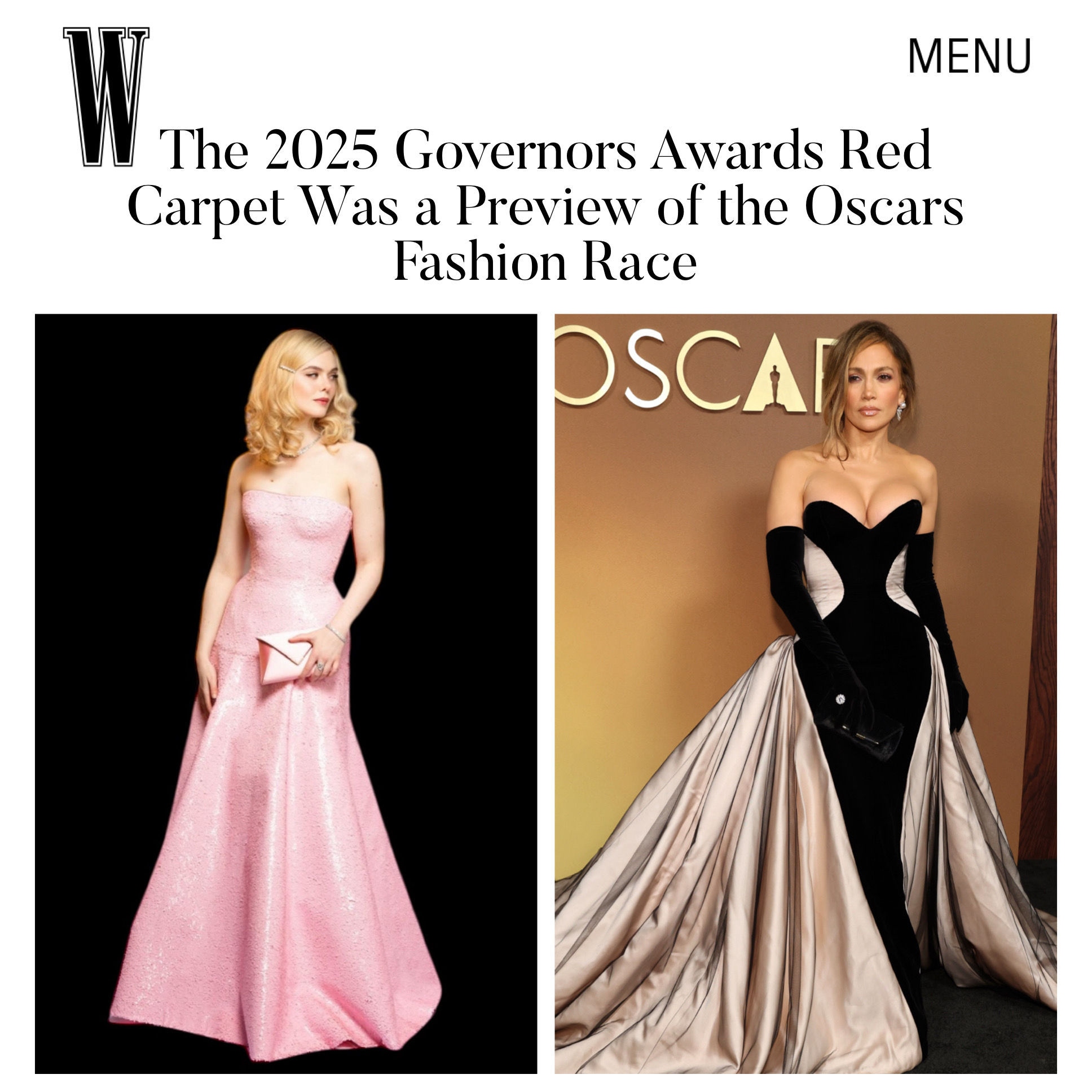 Elle Fanning and Jennifer Lopez chose Tyler Ellis as the finishing touch to their Governors Awards gowns