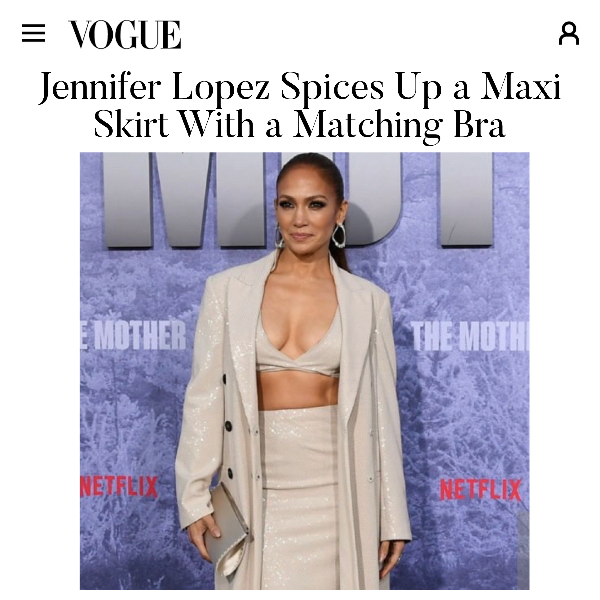 Jennifer Lopez carries our Suzannah Clutch in Champagne Bubble Satin to the world premiere of 'Mother'