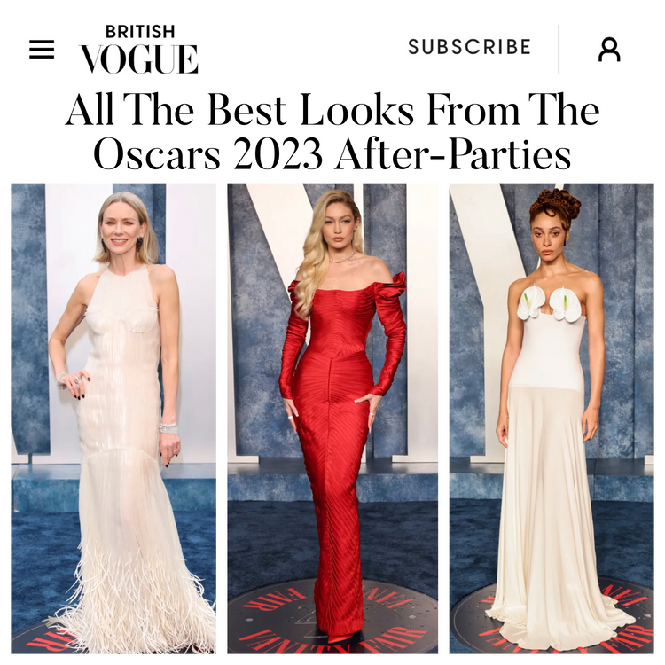 Best Dressed stars, Naomi Watts, Gigi Hadid & Adwoa Aboah paired Tyler ellis with their Vanity Fair Oscar Party Looks