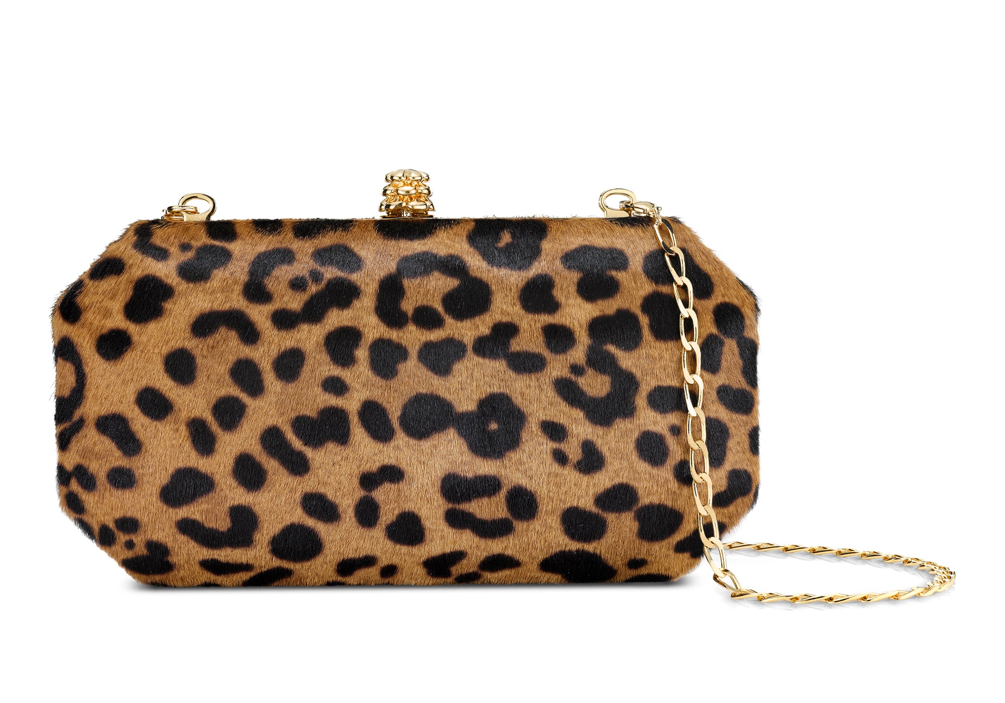 Tyler Ellis Women's Perry Clutch Small Hair Calf with Gold Hardware - Leopard