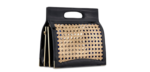 Luxury Designer Black Leather Wicker Shoulder Bag | Tyler Luxury Designer Black Leather Wicker Shoulder Bag | Tyler